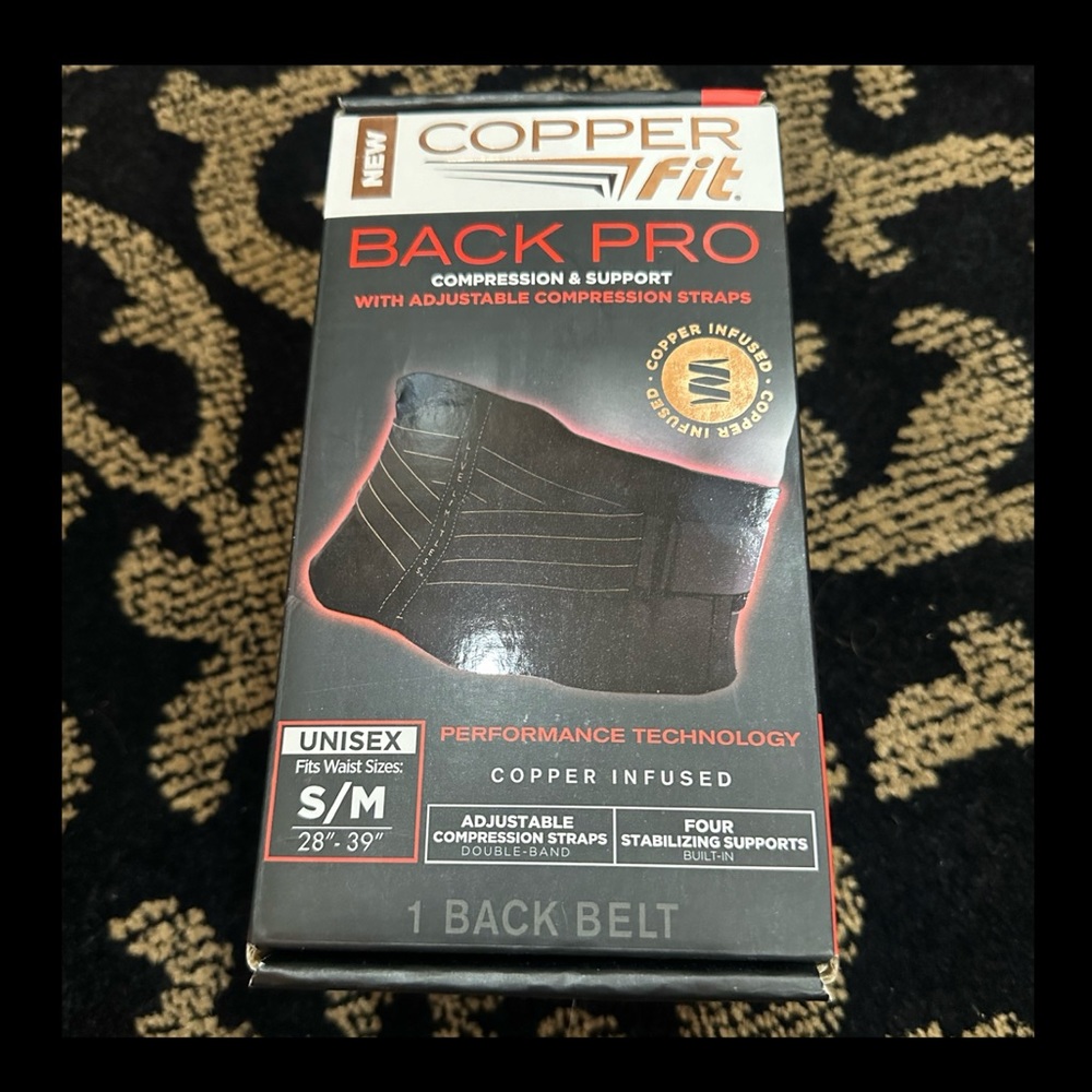 CopperFit Back Pro unisex compression & back support, factory sealed S/M